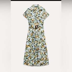 Zara fruit print midi dress